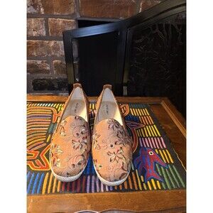 David Tate Embroidered Espadrille Flat (Lola style) Size 10